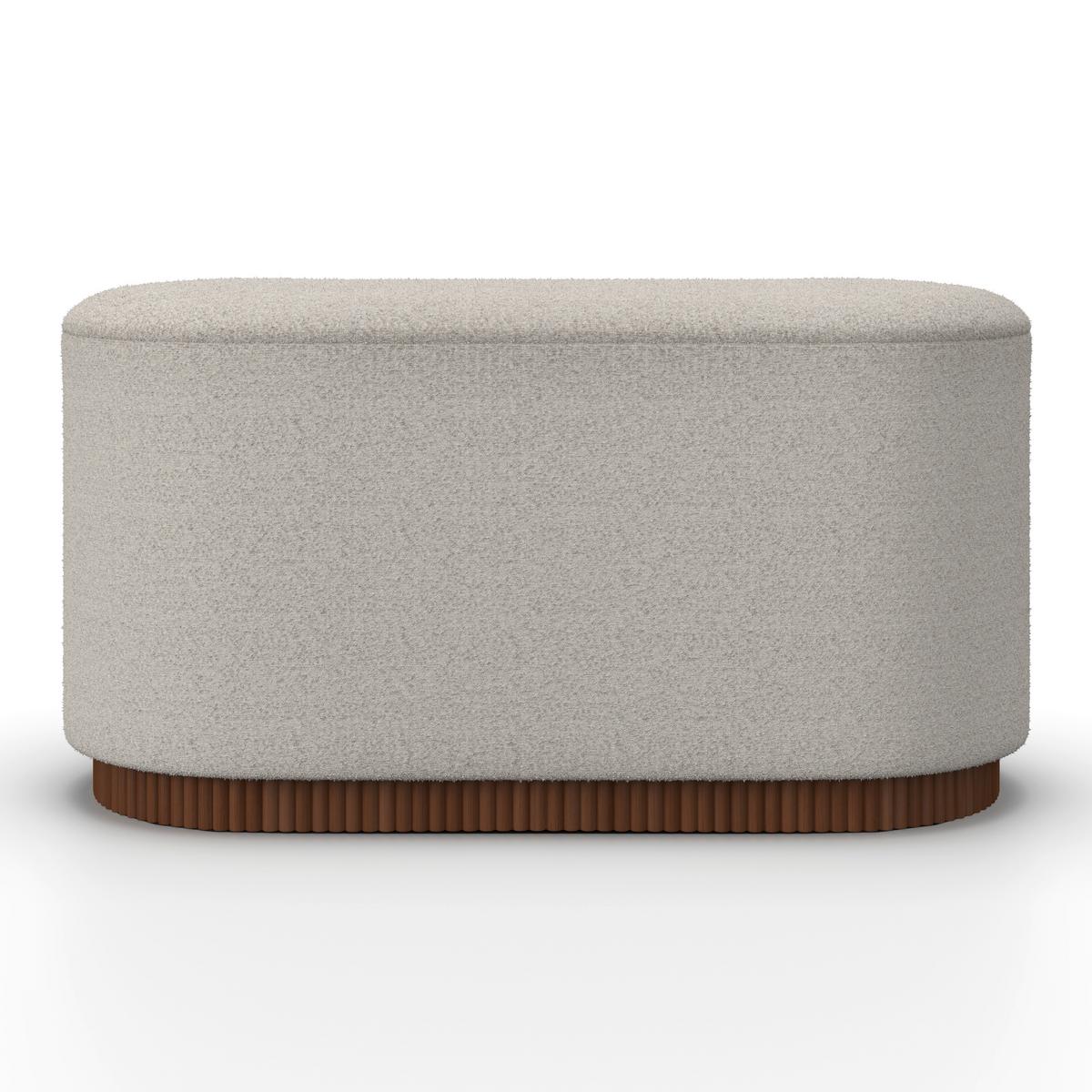 Sitzbank Nina mit Stauraum inkl. 2 Hocker Bouclé Weiß - Naturfarben/Weiß, MODERN, Holz/Holzwerkstoff - Bessagi Home