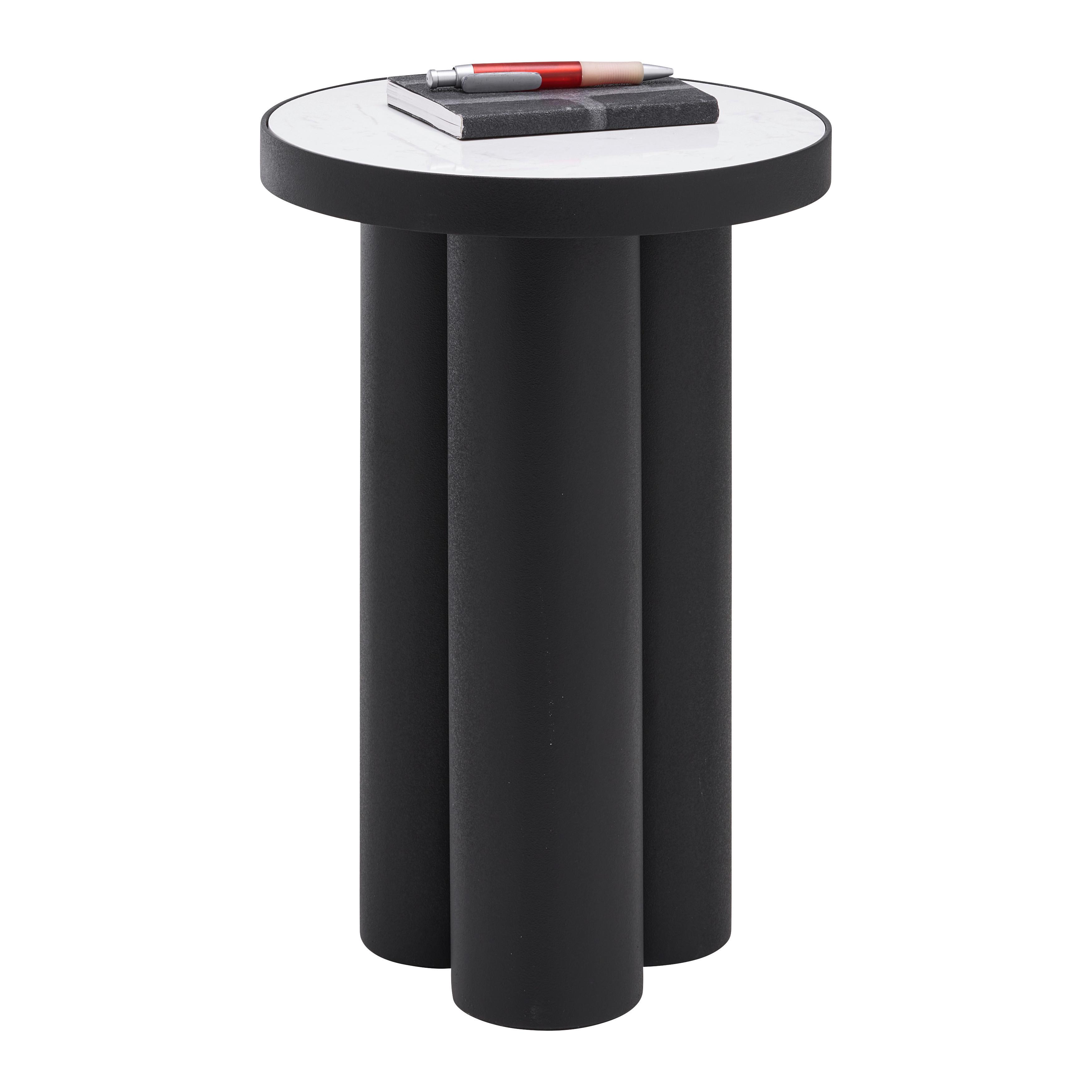 Beistelltisch Lyon Schwarz/Weiß - Schwarz/Weiß, MODERN, Stein/Metall (31/44cm) - Premium Living
