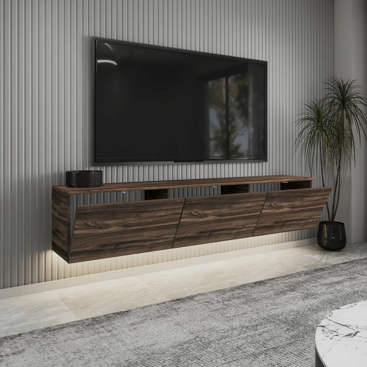 Lowboard Neon Tv-Möbel - Nussbaumfarben, Design, Holzwerkstoff (160/35/32cm) - Livetastic