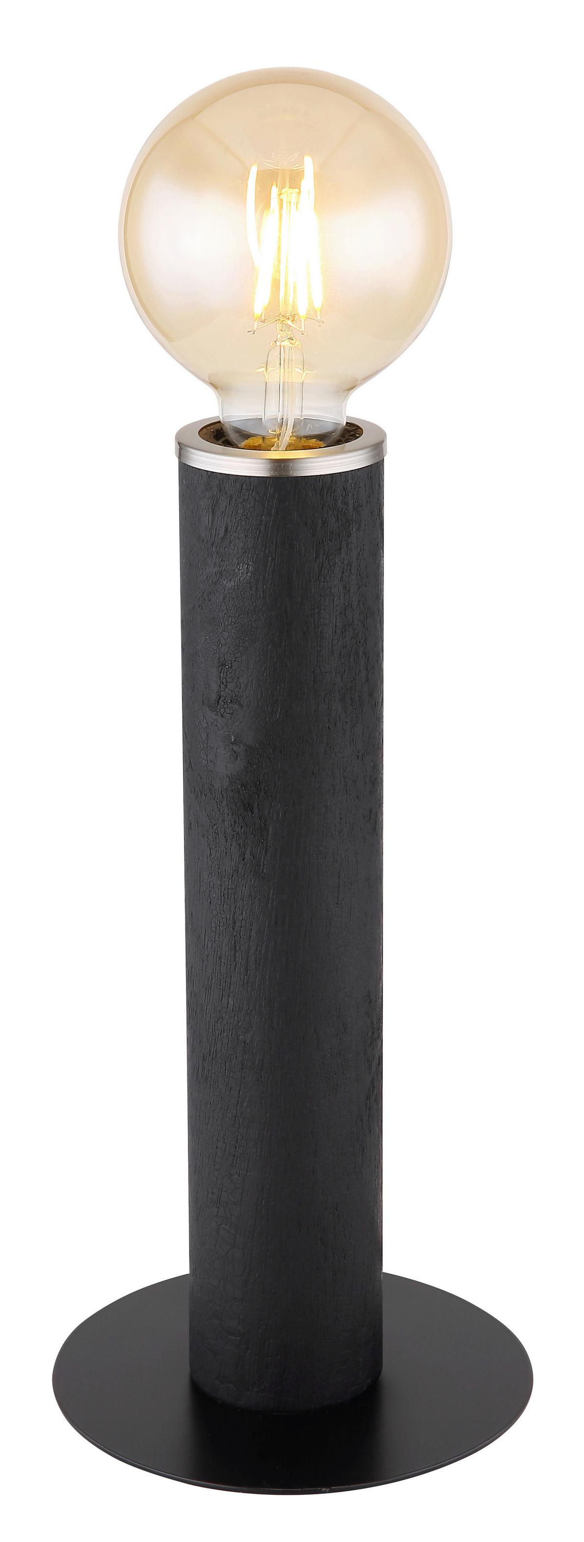 Tischleuchte Marion Schwarz/Nickel max. 60 Watt - Schwarz/Nickelfarben, Basics, Holz/Textil (15/30,5cm) - Globo