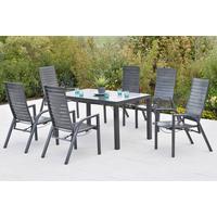 Gartentischgruppe Siros 7-tlg. Graphitfarben - Graphitfarben, KONVENTIONELL, Metall - Gardenson