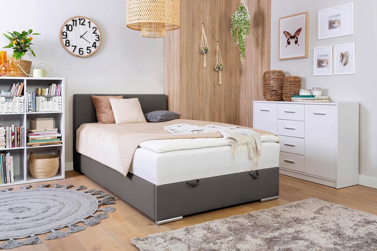 Tapecirani Krevet Cosi - boje kroma/antracit, Konvencionalno, drvo/metal (120/200cm)