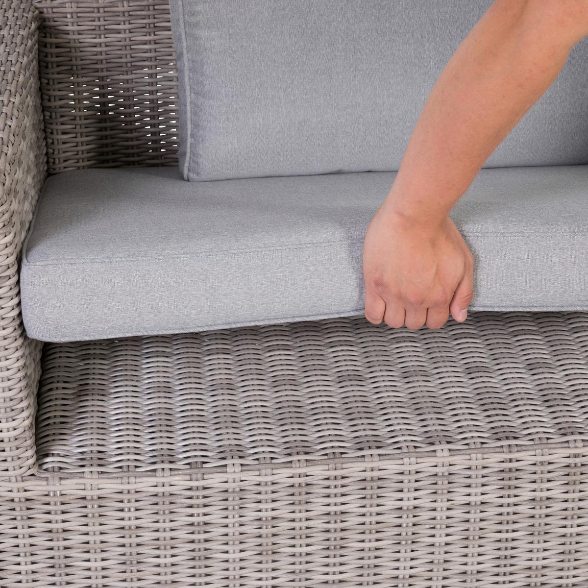 Loungegarnitur Palma 5-tlg aus Kunststoff mit Kissen - Grau, Basics, Glas/Textil (93/65/71cm) - Gardenson