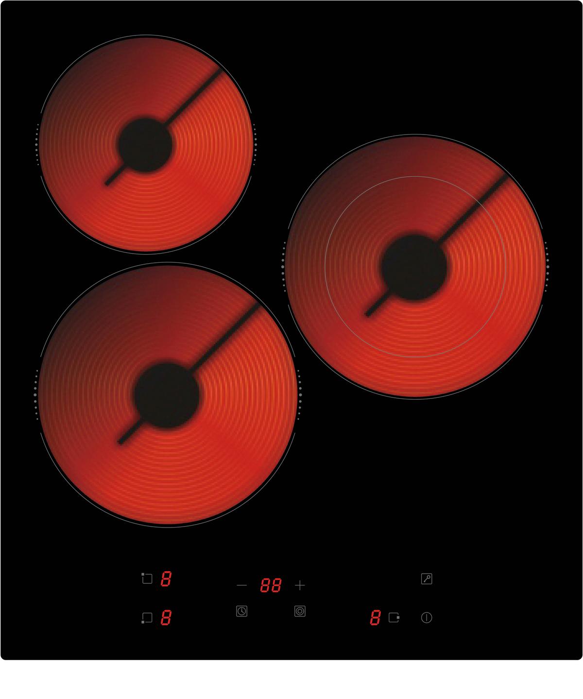 Kochfeld KF3F Schwarz - Schwarz, Basics, Glas (45/5/51cm) - PKM