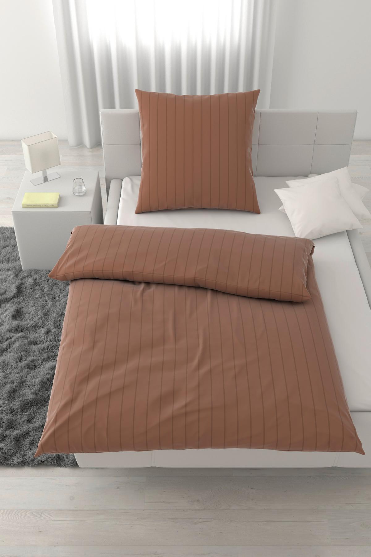 Bettwäsche Dobby Streif Mokka ca. 135x200cm - Mokka, Textil (200/135cm) - Mömax