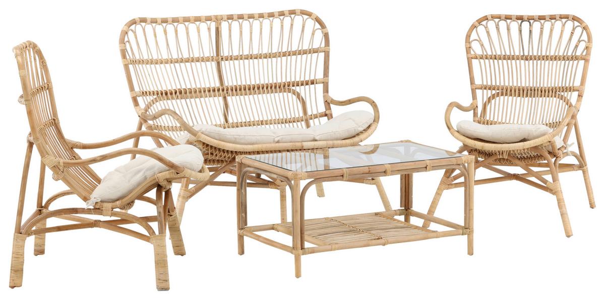 Loungegarnitur Ella Rattan Braun - Braun, KONVENTIONELL, Holz - Gardenson