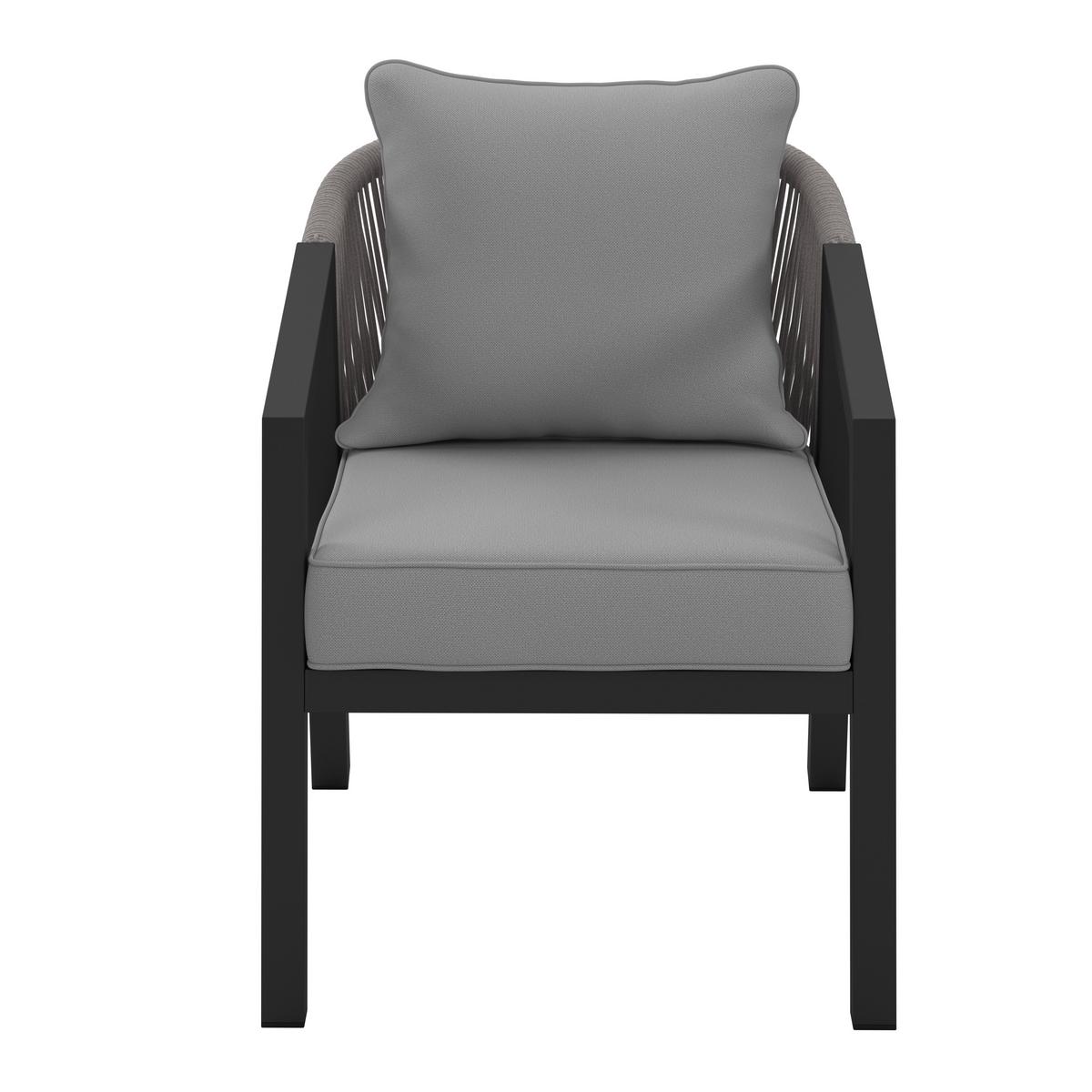 Balkonset Bela Hellgrau Hellgrau Outdoorstoff/Metall - Hellgrau/Schwarz, MODERN, Textil/Metall - Bessagi Garden