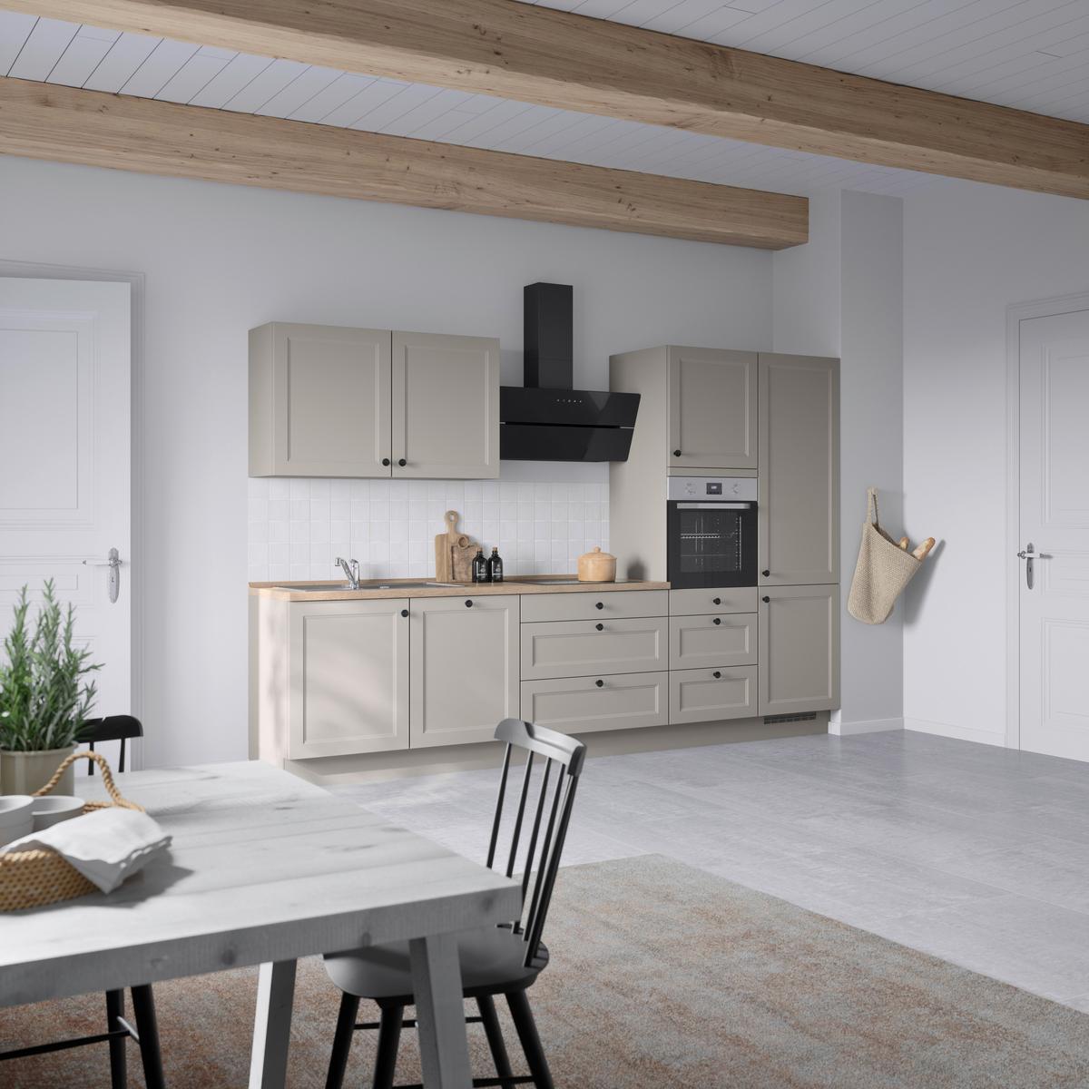 Küchenblock Cascada High m. Geräten Grau - Eiche dunkel/Schwarz, MODERN, Holzwerkstoff/Metall (330cm) - Nobilia