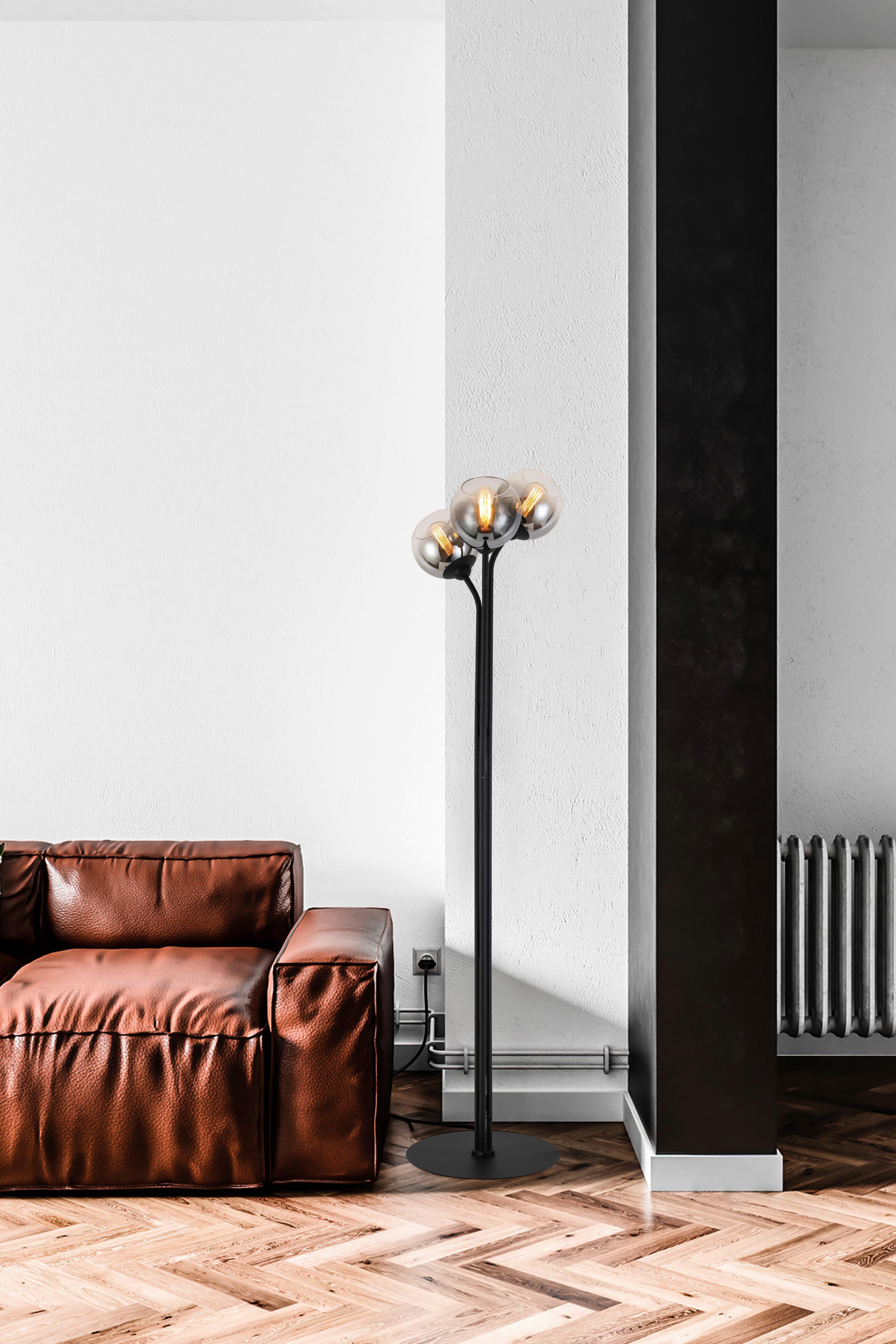 Podna Svjetiljka Kian  -Visiona- - boje kroma/crna, Modern, staklo/metal (42/165cm) - Visiona
