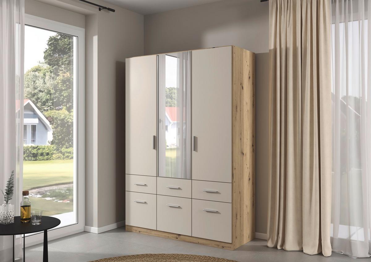 Omara Za Oblačila Celle Matt, Barva Šampanjca, Hrast - barve šampanjca/barve aluminija, Trend, umetna masa/leseni material (136/197/54cm)