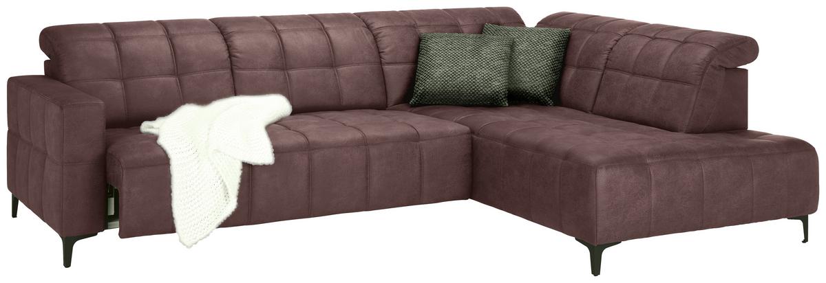 Ecksofa Panama rechts Braun - Schwarz/Braun, KONVENTIONELL, Textil/Metall (304/89-102/216cm) - Premium Living