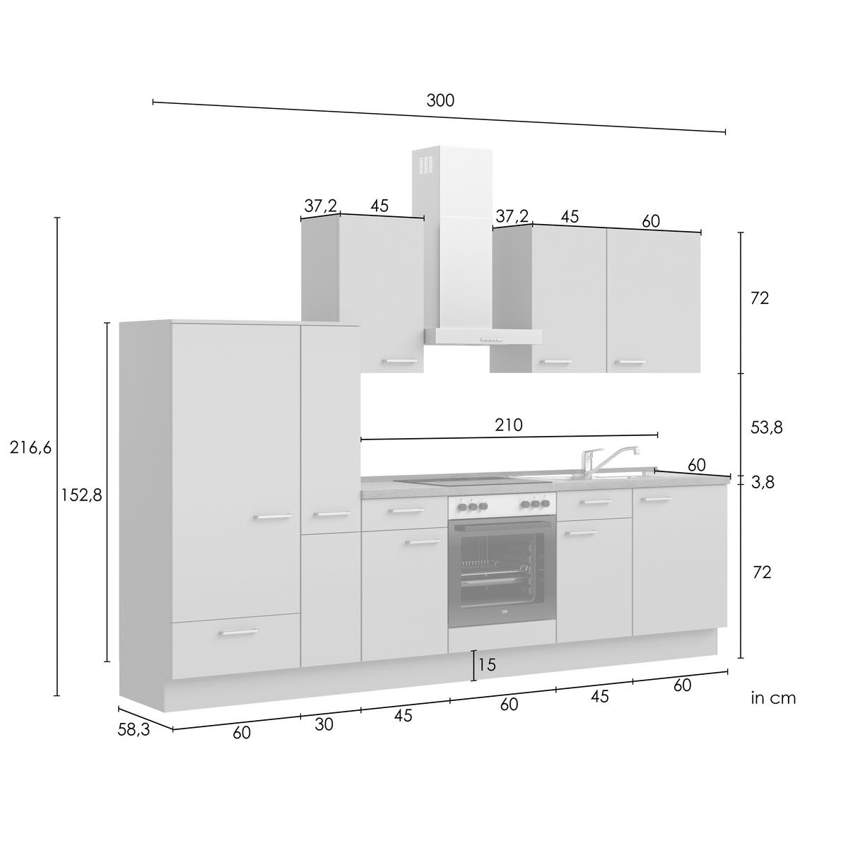 Küchenleerblock Senso Low o. Geräte Olivgrün - Eichefarben/Schwarz, MODERN, Holzwerkstoff/Metall (300cm) - Nobilia