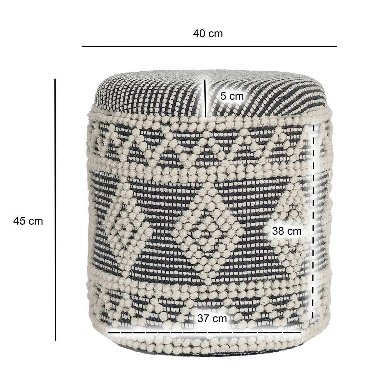 HOCKER SITZHOCKER WOLLE - Creme/Schwarz, Design, Textil (40/45/40cm) - MID.YOU