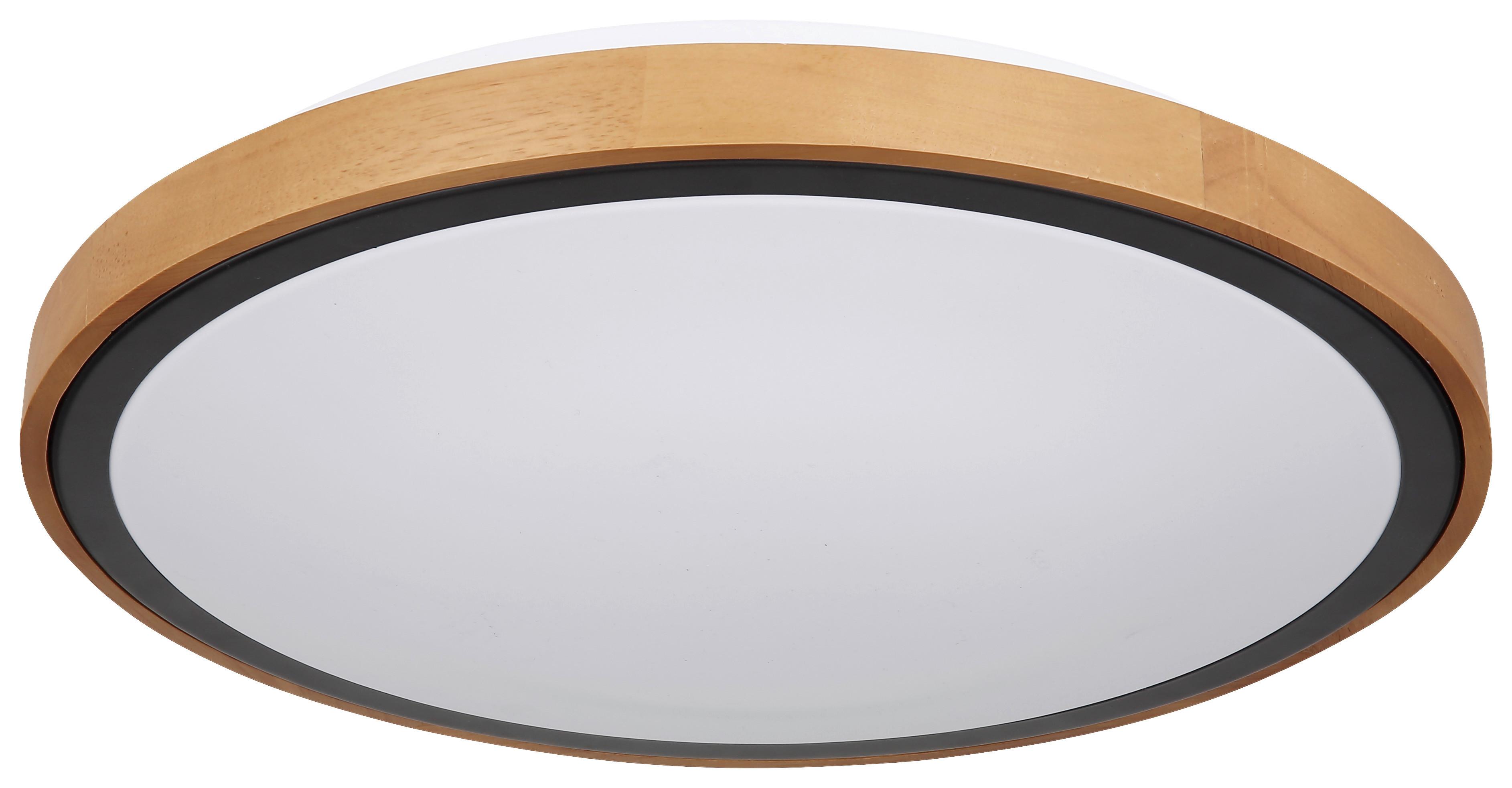 LED-Deckenleuchte max. 24 Watt - Opal/Schwarz, MODERN, Holz/Kunststoff (43,7/11cm)