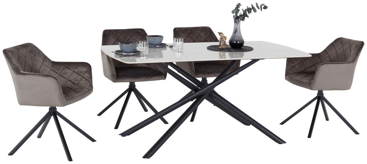 Jedilna Miza Mailand, Bela, 160 X 90 Cm - črna/bela, Trend, kovina/keramika (160/75/90cm) - Mömax