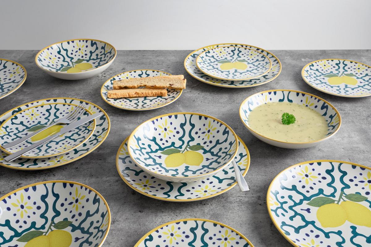 Tanjur Plitki Lemons - boje sedefa/žuta, Konvencionalno, keramika (26cm) - Mömax