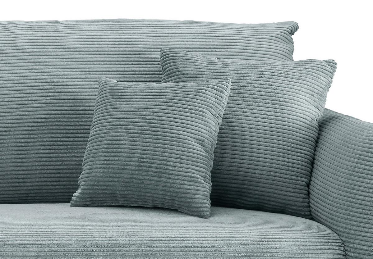 Wohnlandschaft Vanilla Hellblau Cord - Schwarz/Hellblau, Design, Textil/Metall (178/264-302cm) - Livetastic