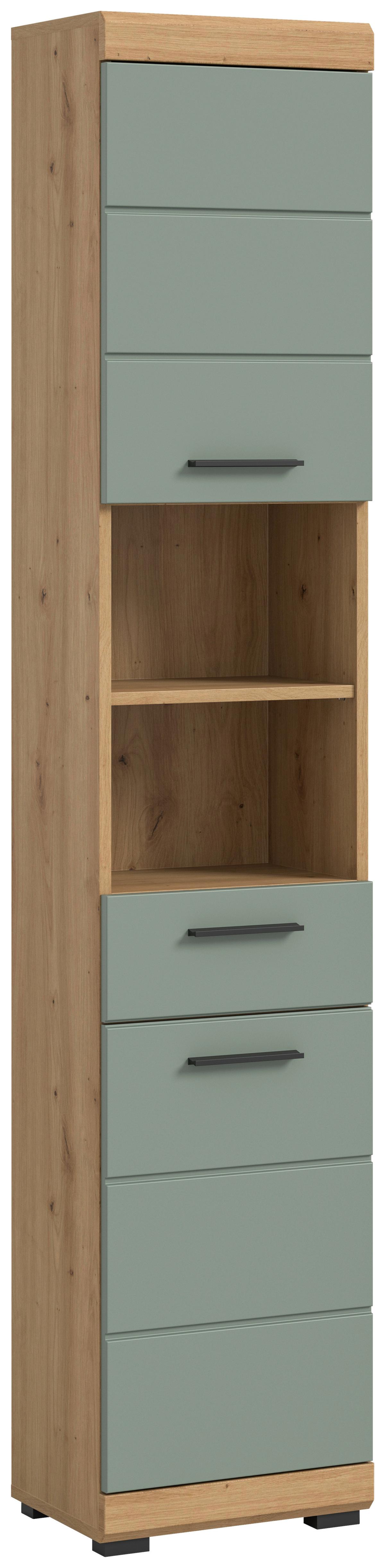 Hochschrank Scout ca. 37x191x31 cm Salbeigrün - Salbeigrün/Schwarz, MODERN, Holzwerkstoff/Kunststoff (37/191/31cm) - MID.YOU