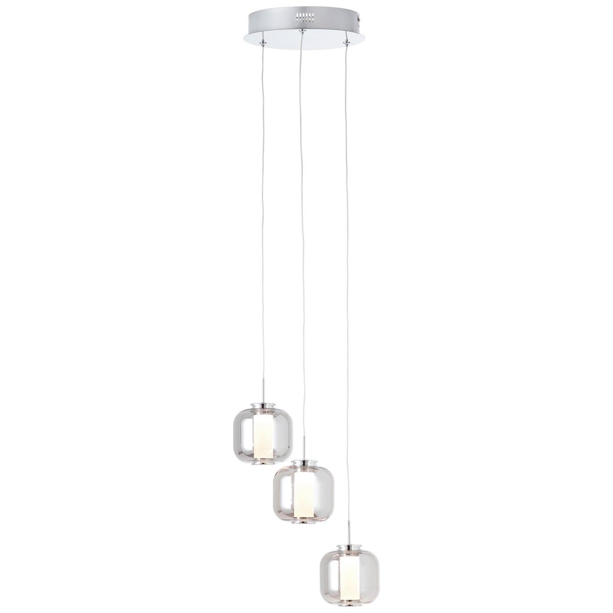 LED-Hängeleuchte Rafa Chromfarben/Grau max. 18 Watt - Chromfarben/Grau, Design, Glas/Kunststoff (22/125cm) - Brilliant