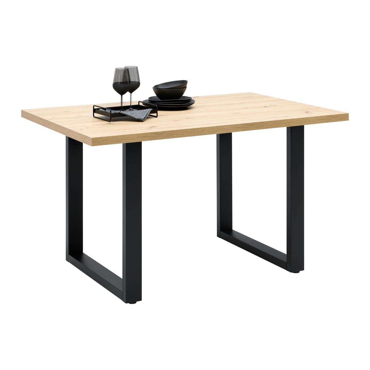 Esstisch Dinner Schwarz/Eiche Echtholz ca. 140x90x78 - Schwarz/Eiche Artisan, Holzwerkstoff/Metall (140/90/78cm) - Mömax