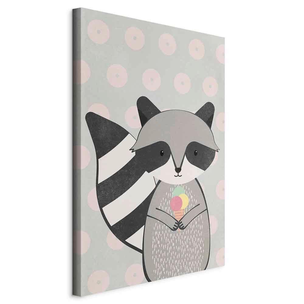 Slika Na Platnu Glutton Raccoon - siva/bela, Basics, tekstil/les (60/90/1,2cm) - artgeist