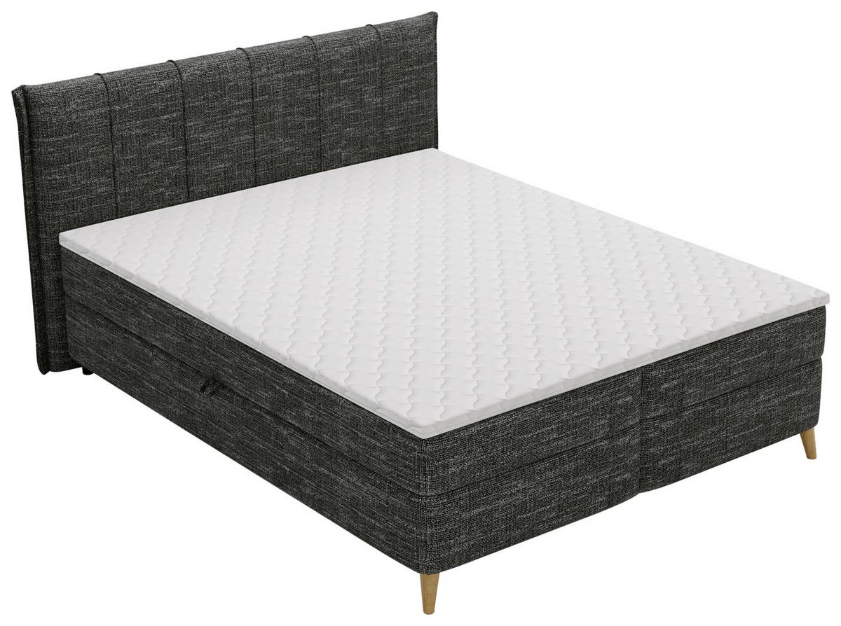 Boxbett Veloria Schwarz ca. 160x200cm - Schwarz, KONVENTIONELL, Textil/Metall (160/200cm) - Based