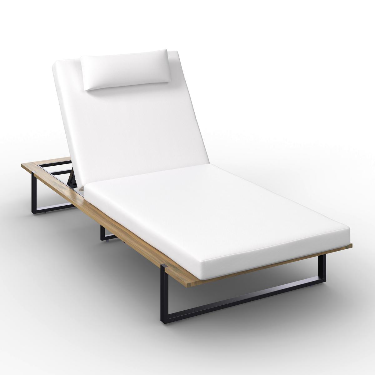 Șezlong Eva - crem/negru, Modern, lemn/metal (220/90/95cm) - Bessagi Garden