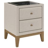Nachtkästchen Elena Creme - Creme, KONVENTIONELL, Glas/Holz (48/68/45cm) - Sembella