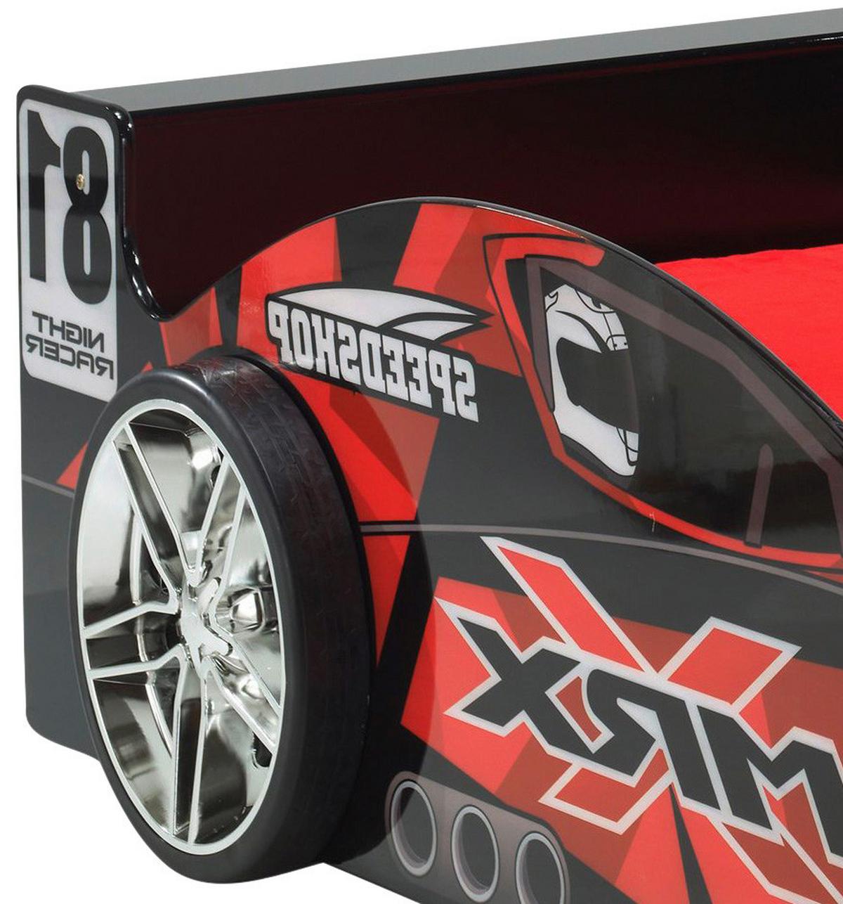 Autobett MRX Sleepcar Schwarz/Rot - Schwarz, MODERN, Holzwerkstoff (90/200cm) - Vipack