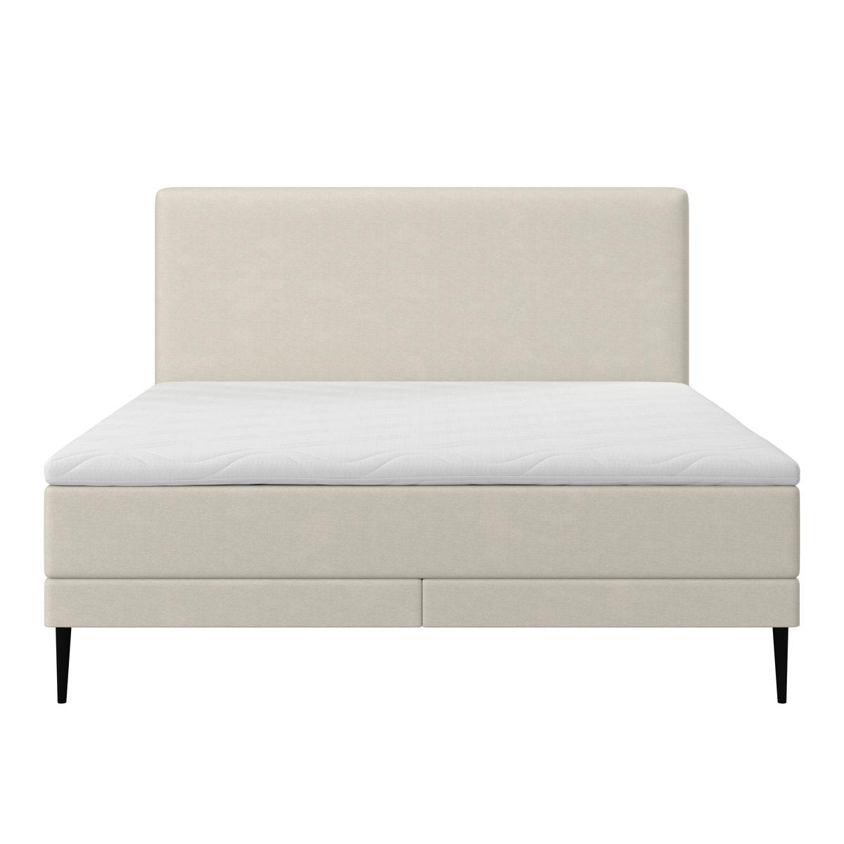Boxbett Nevada ca. 160x200 cm Beige mit Topper - Beige/Schwarz, MODERN, Holz/Textil (160/200cm) - Bessagi Home