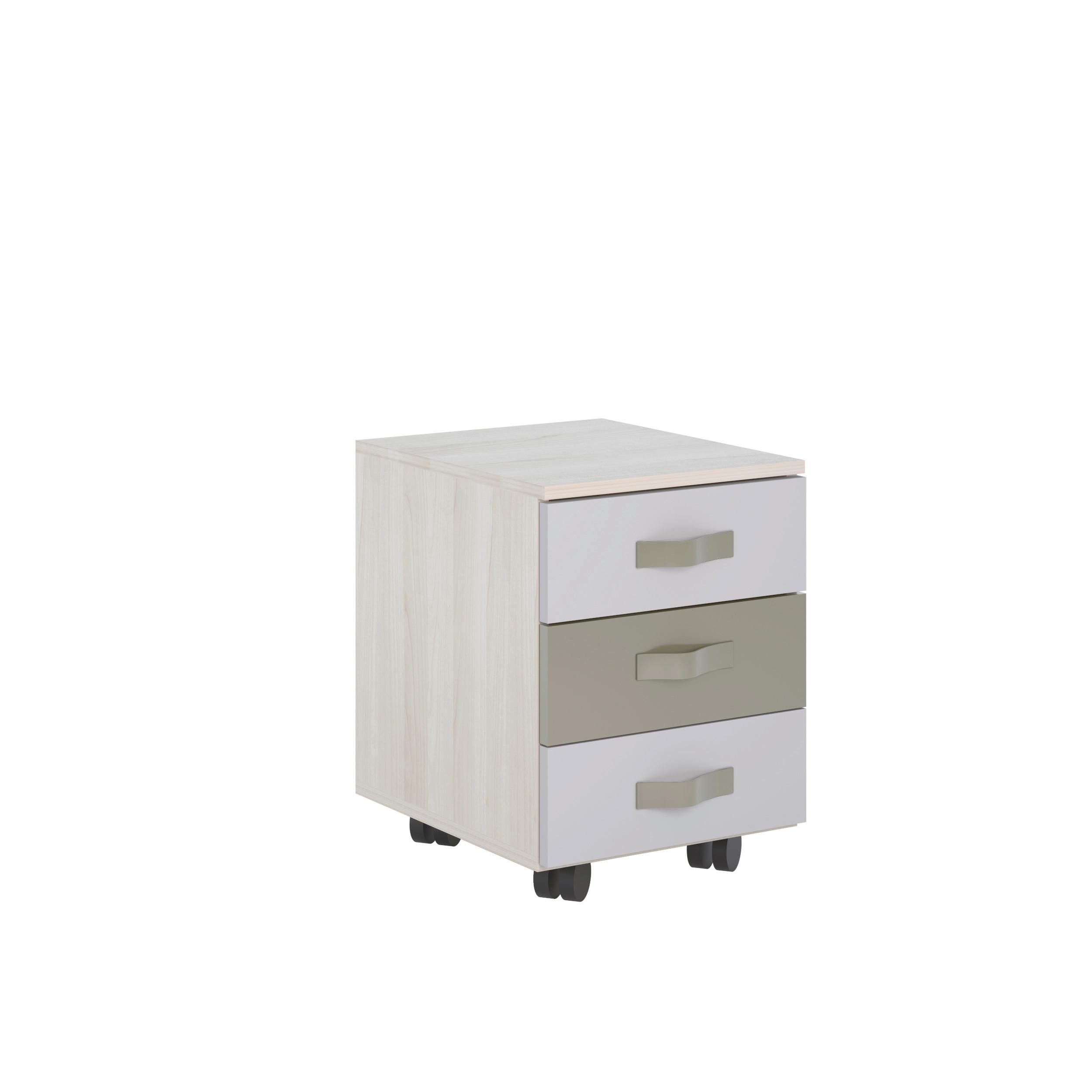 Fiokar Sephora - boja srebrnog hrasta/maslinasto zelena, Moderno, drvo/plastika (43/55/46cm) - Modern Living