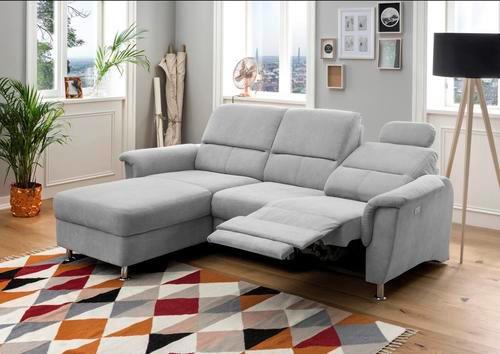 Ecksofa mit Relaxfunktion + USB Anschluss Parole, Mikrof. - Chromfarben/Silberfarben, MODERN, Textil/Metall (165/231cm) - Livetastic