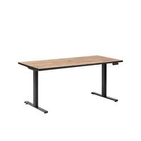 Schreibtisch Serie 2000 Eiche ca. 160x75x73-117,5cm - Eichefarben/Schwarz, KONVENTIONELL, Holzwerkstoff/Metall (160/75/73-117,5cm) - MID.YOU