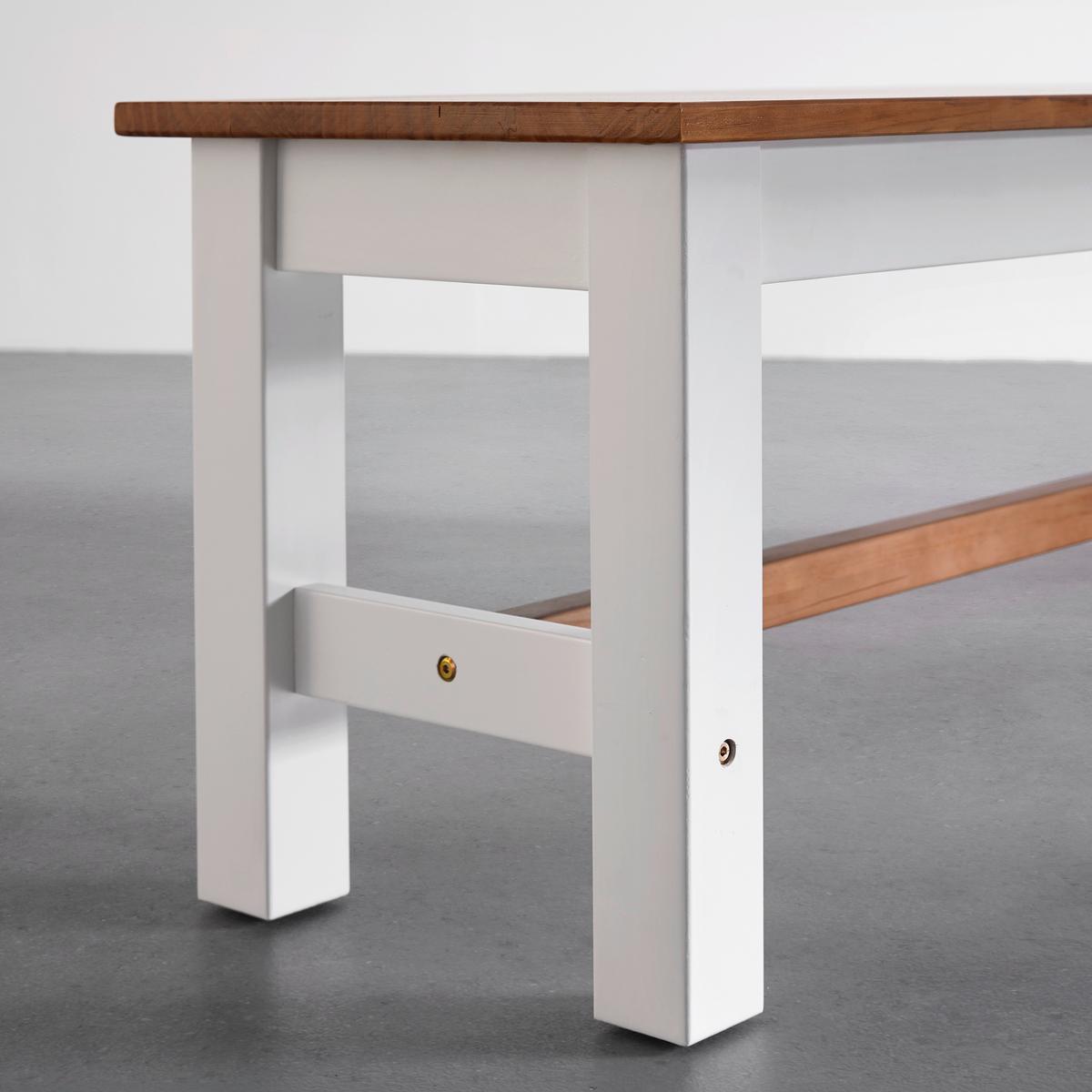 ŁAWKA ALESSANDRA - biały/kolor sosnowy, Modern, drewno (140/40/45cm) - Bessagi Home