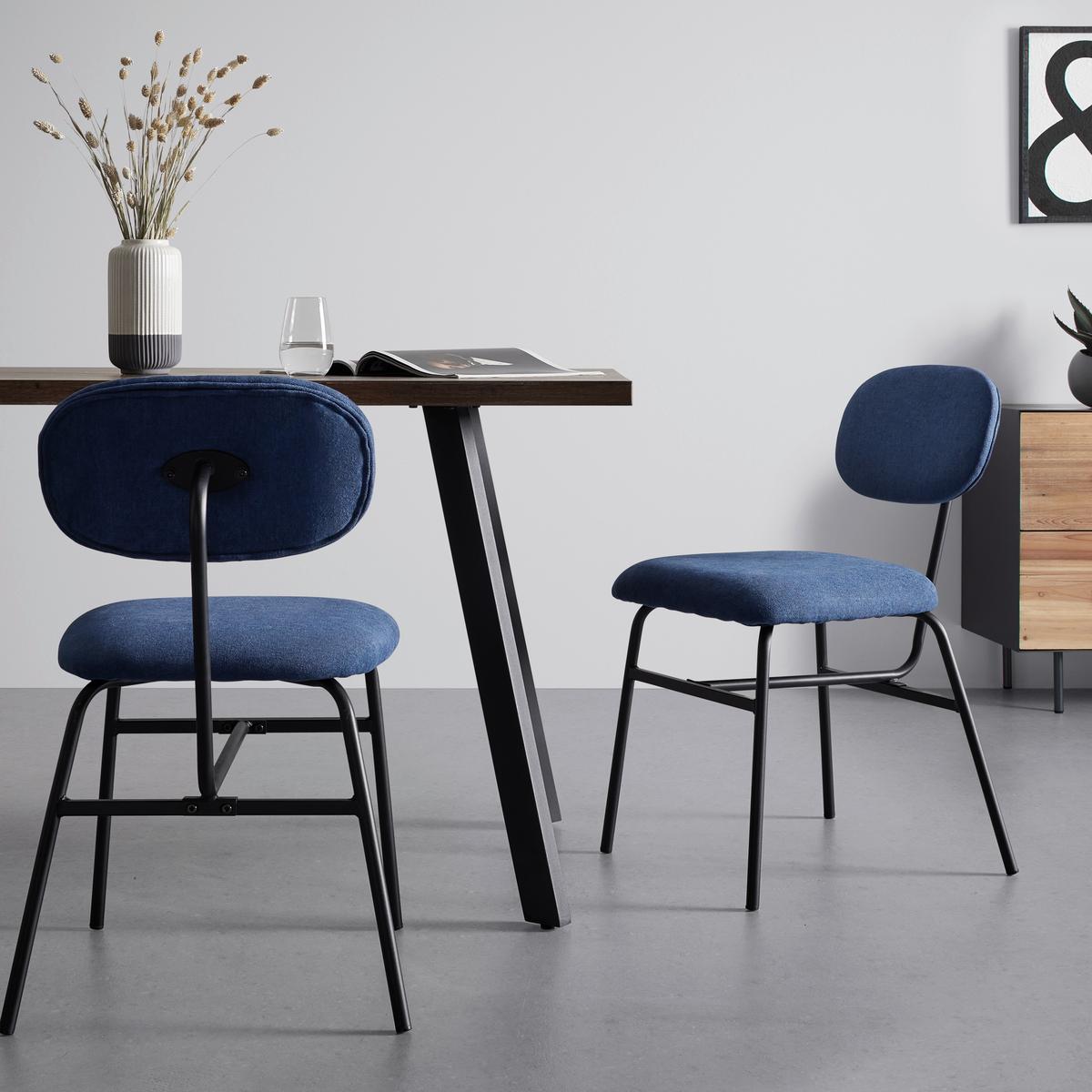 Stuhl-Set Pino 2er-Set Blau - Blau/Schwarz, MODERN, Holz/Textil (46/80/55cm) - Bessagi Home