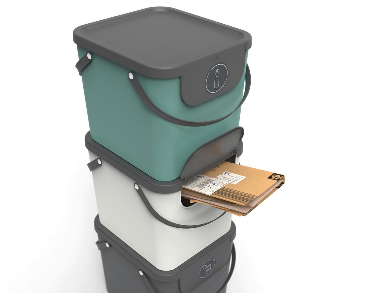 SORTOWNIK ODPADÓW 1034405092 - ciemnozielony, Basics, tworzywo sztuczne (40/35,5/34cm) - Rotho