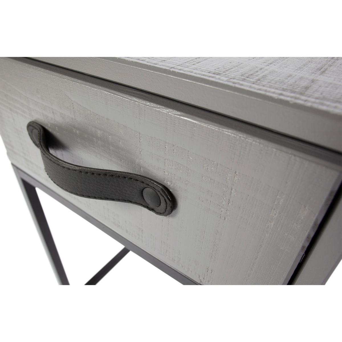 Nachttisch Morris Grau/Schwarz - Schwarz/Grau, Design, Leder/Holz (35/35/52cm) - Livetastic