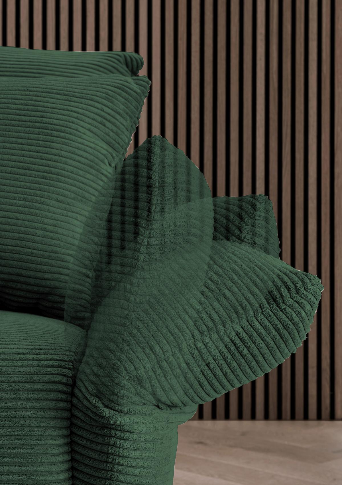 Ecksofa Vanilla Dunkelgrün Cord - Dunkelgrün/Schwarz, Design, Textil/Metall (178/264-302cm) - Livetastic
