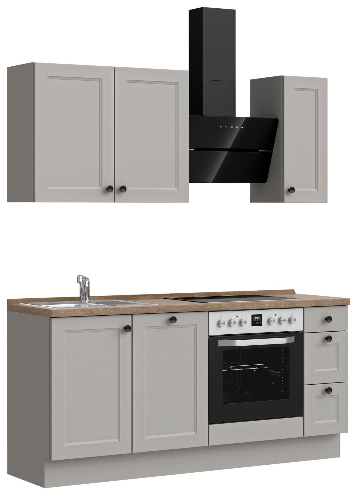 Küchenblock Cascada High m. Geräten Grau - Schwarz/Grau, MODERN, Holzwerkstoff/Metall (180cm) - Nobilia