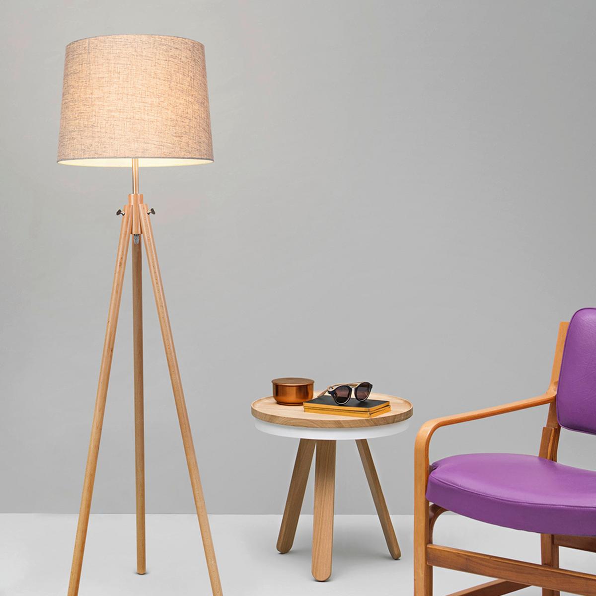 STEHLEUCHTE CALVIN - Ahornfarben/Braun, Basics, Holz/Kunststoff (51/161,5/51cm) - MAYTONI