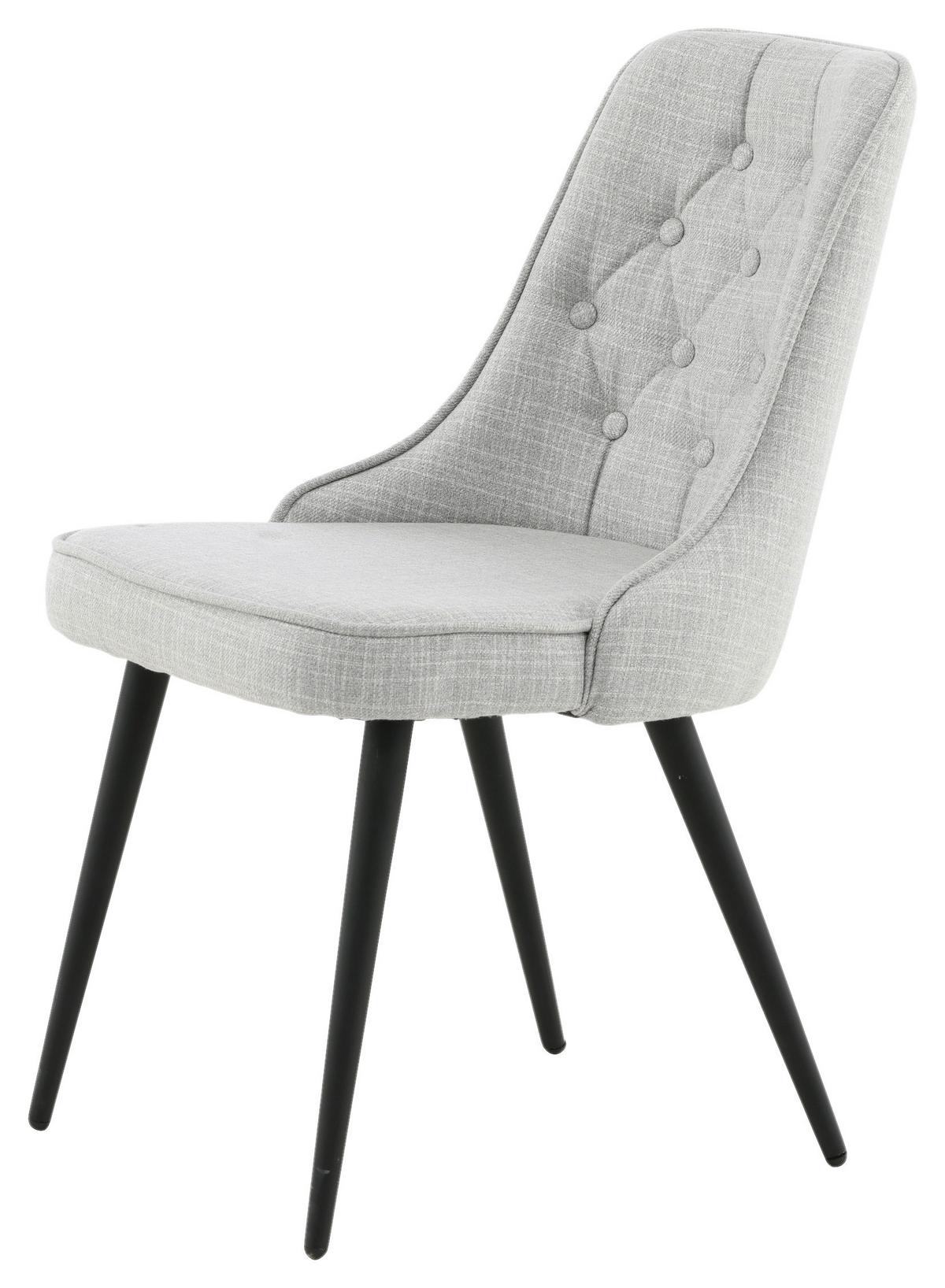 STUHL-SET VELVET DELUXE - Hellgrau/Schwarz, Design, Kunststoff/Textil (50/88,5/66cm) - Livetastic