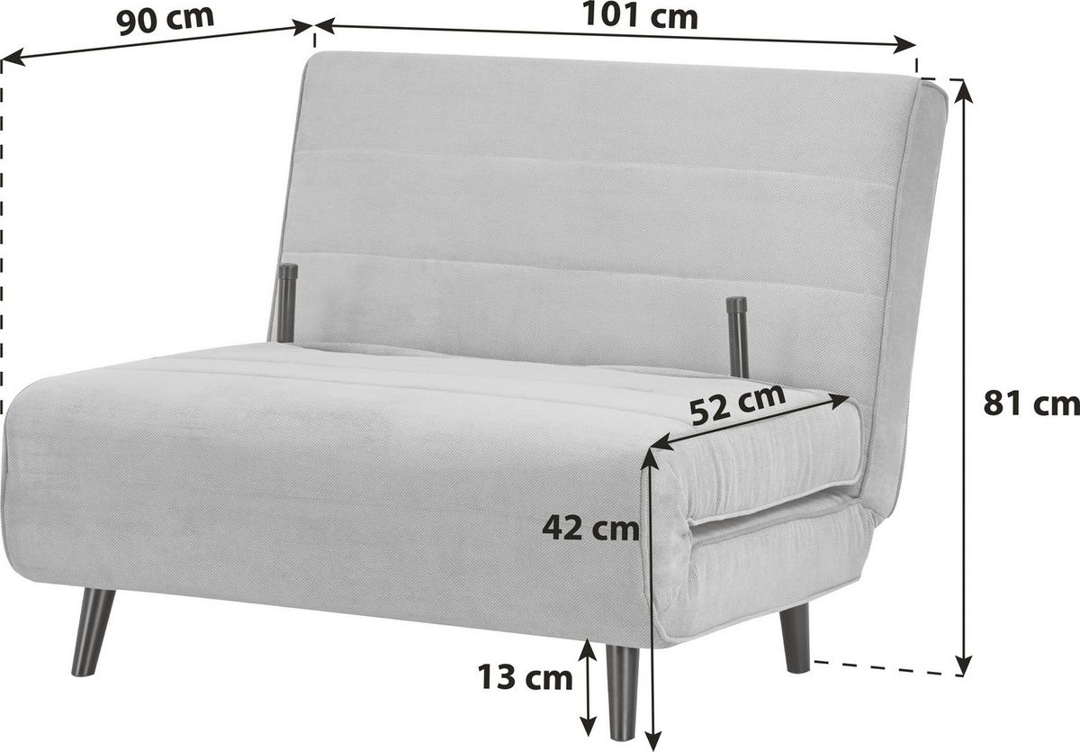 Fotoliu extensibil SVEN - gri, Modern, lemn/textil (101/81/90cm) - Modern Living