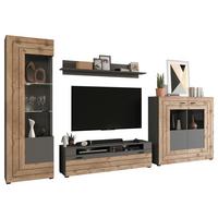Dnevni Regal Freno, Barva Hrasta, Siva - Konvencionalno, kovina/umetna masa (350/195/40cm) - MID.YOU
