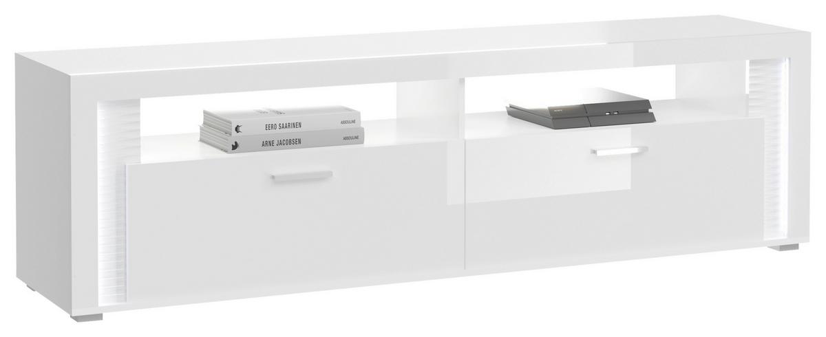 Nizka Omarica Skylight, Bela, Visoki Sijaj - srebrne barve/bela, Design, umetna masa/leseni material (201/58/46cm) - MID.YOU