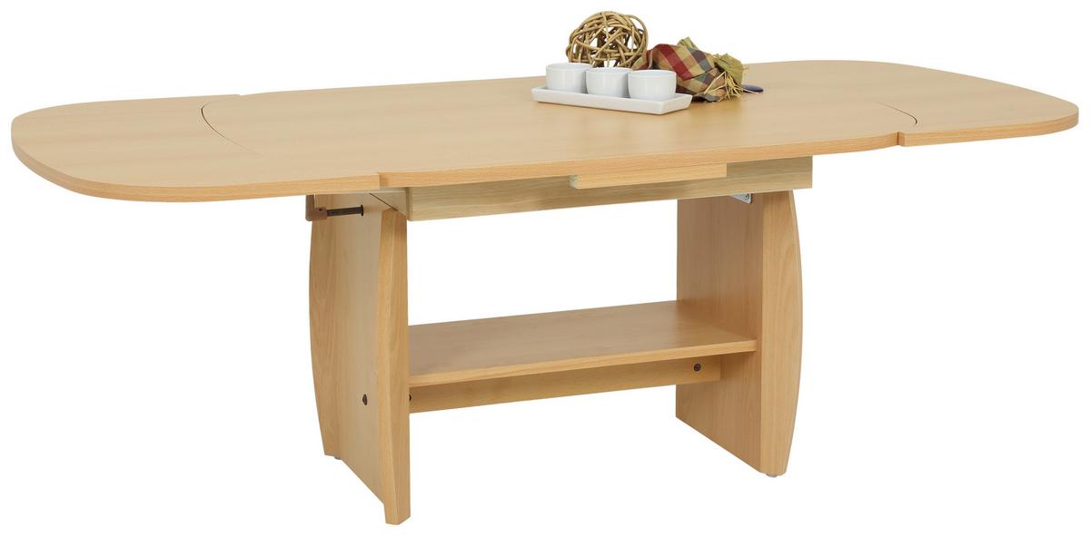 STOLIK KAWOWY MICHAEL SZER: 90-142 CM - kolor bukowy, Basics, materiał drewnopochodny (90 - 142/52 - 62/68cm) - MID.YOU