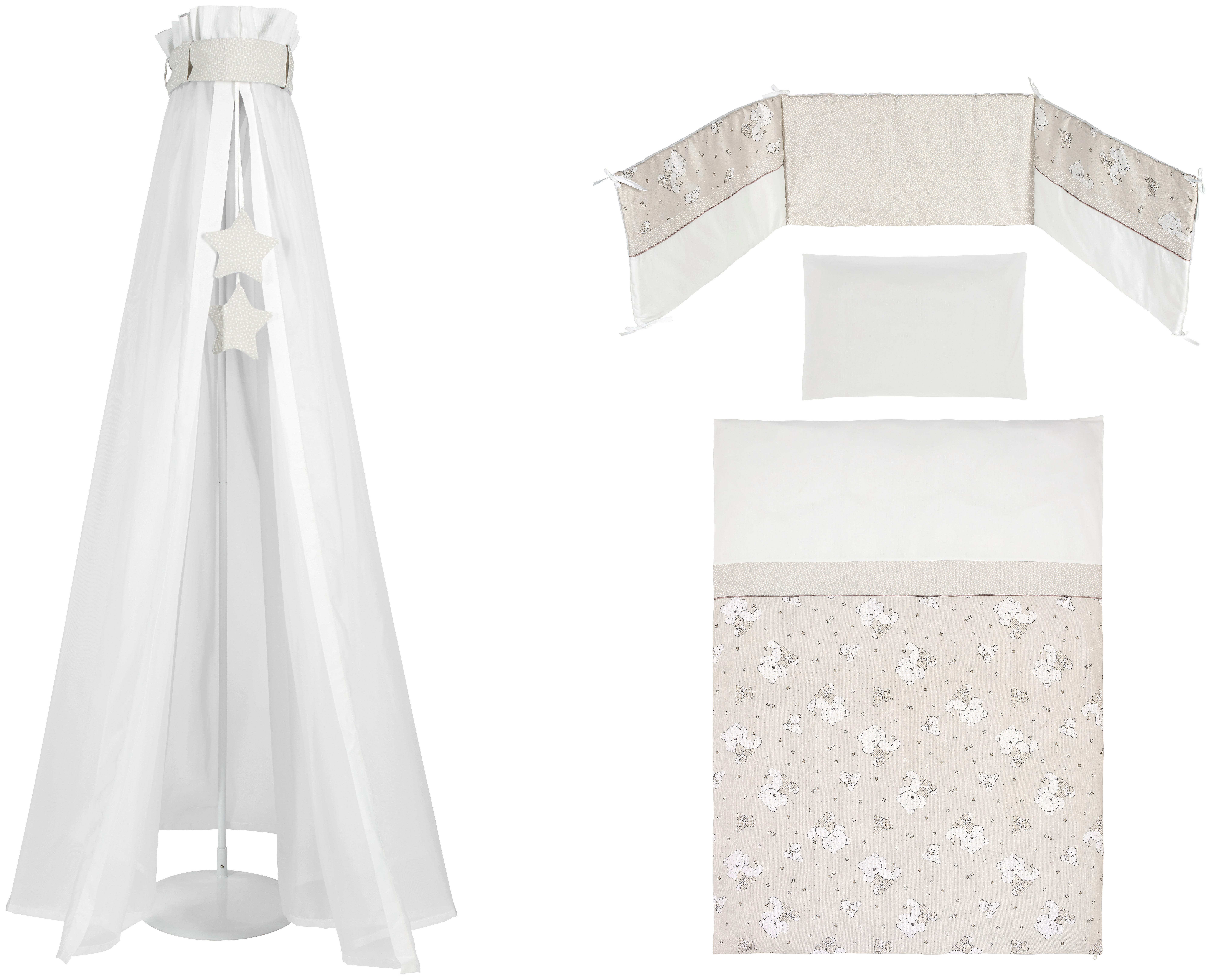 ZESTAW DO ŁÓŻKA SZCZEBELKOWEGO SREBRNY MIŚ - biały/taupe, Basics, tkanina - Patinio