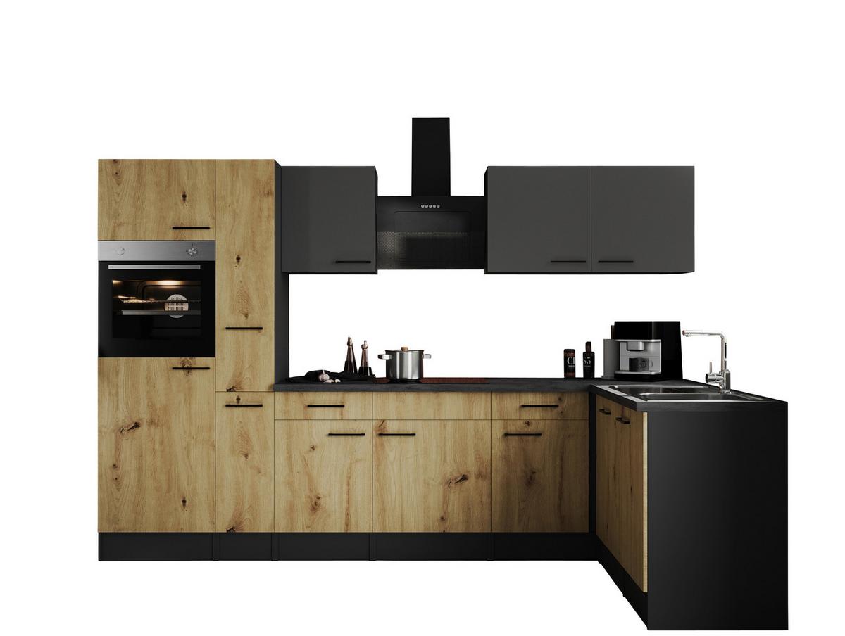 Kotna Kuhinja Z Aparati Oliver, 310x172cm - siva/črna, Design, kovina/leseni material (310/172cm) - Respekta