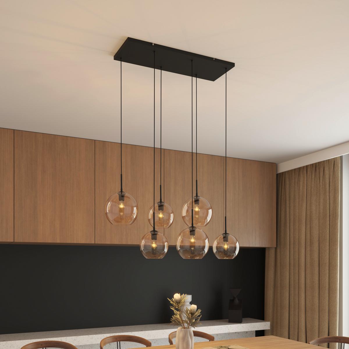 LAMPA WISZĄCA AMELIE *SBN* - kolor bursztynowy, Basics, metal/szkło (97,5/42,5/150cm) - Novel