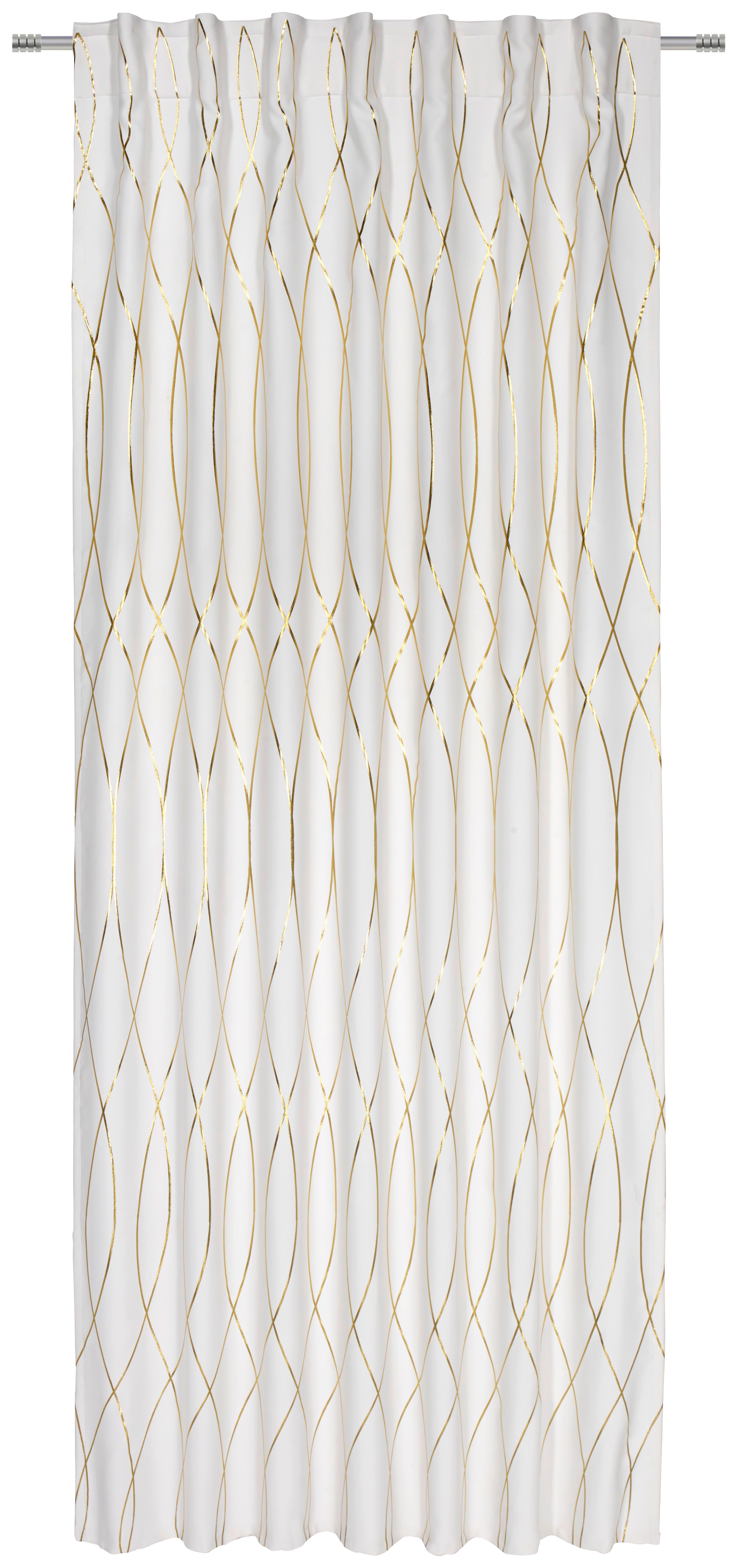 Verdunkelungsvorhang Glamour, ca. 140x245cm - Weiss/Goldfarben, Lifestyle, Textil (140/245cm) - Modern Living