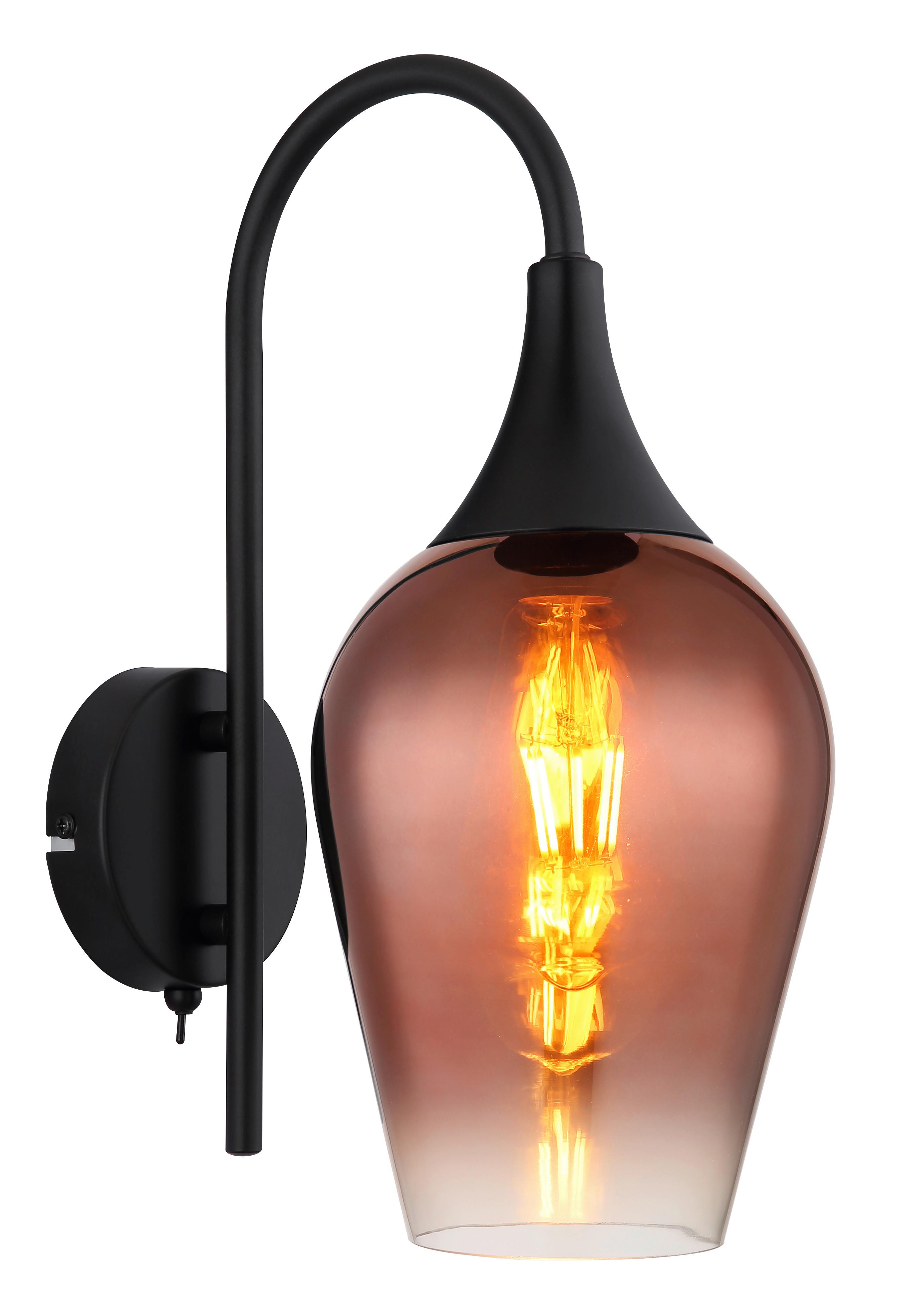 Wandleuchte Lavus Schwarz/Kupferfarben max. 40 W - Konventionell (15/36cm) - Globo